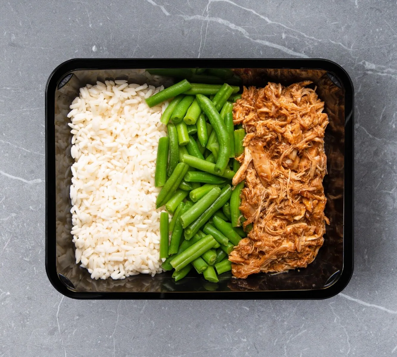 Rice - BBQ Pulled Chicken - Green Beans