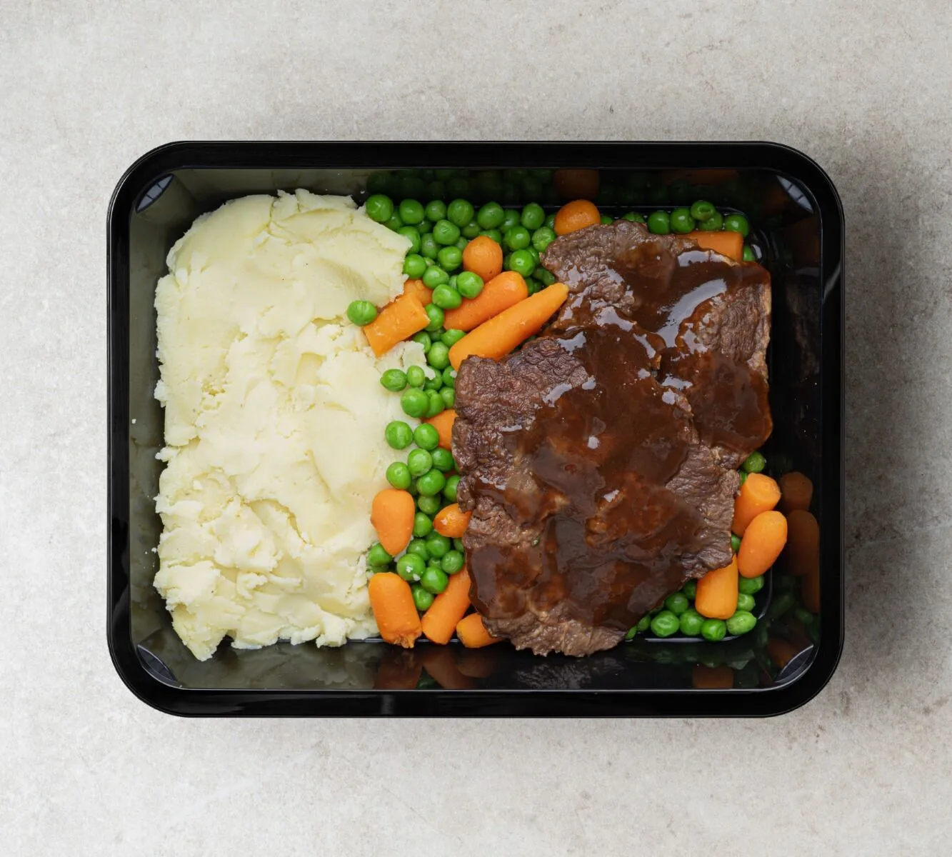 Mashed Potato - Beef Steak - Garden Peas & Carrots (with gravy)