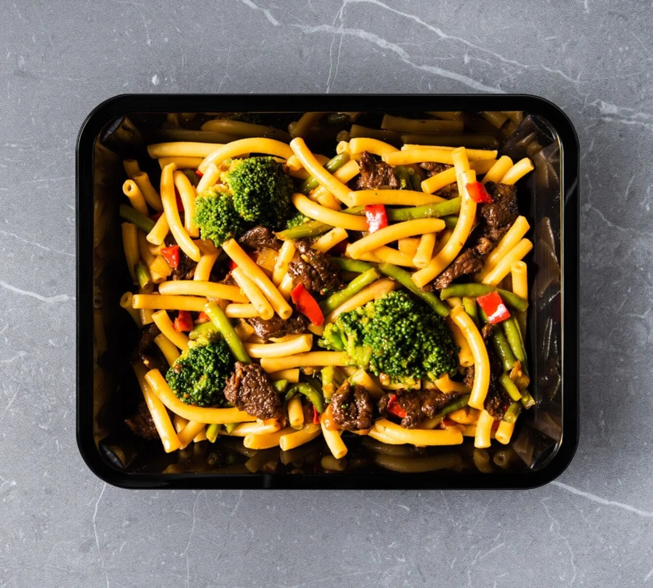 Macaroni - Beef Teriyaki - Wok Vegetables