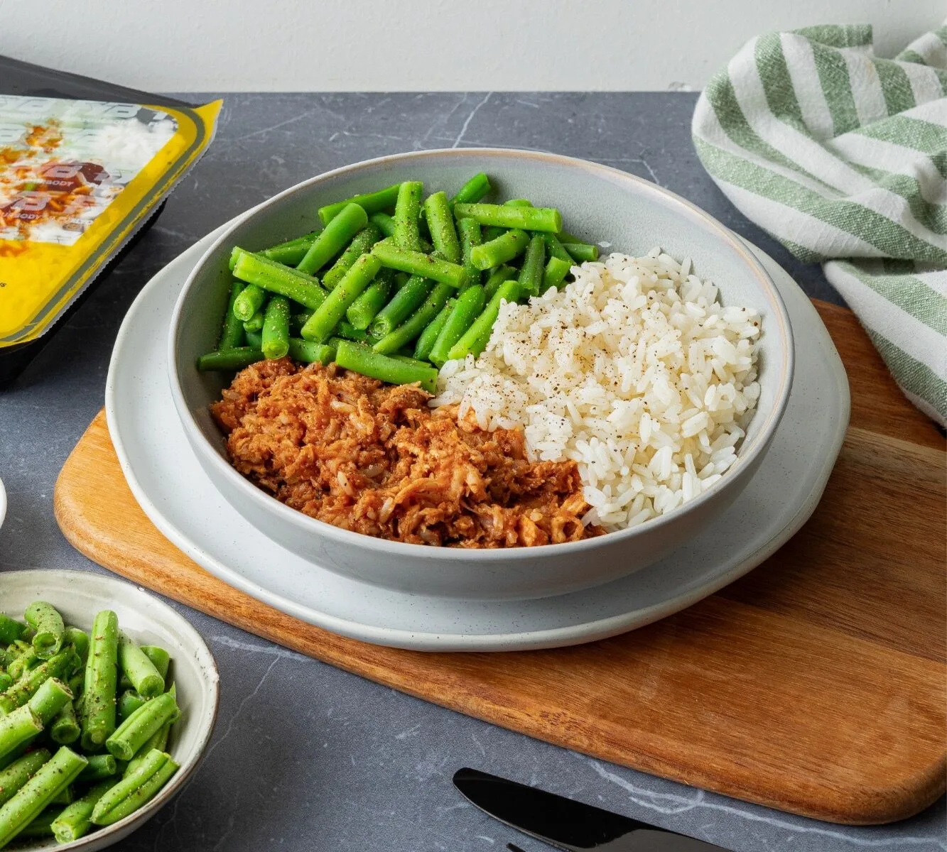 Rijst - BBQ Pulled Chicken - Sperzieboontjes [BULK]
