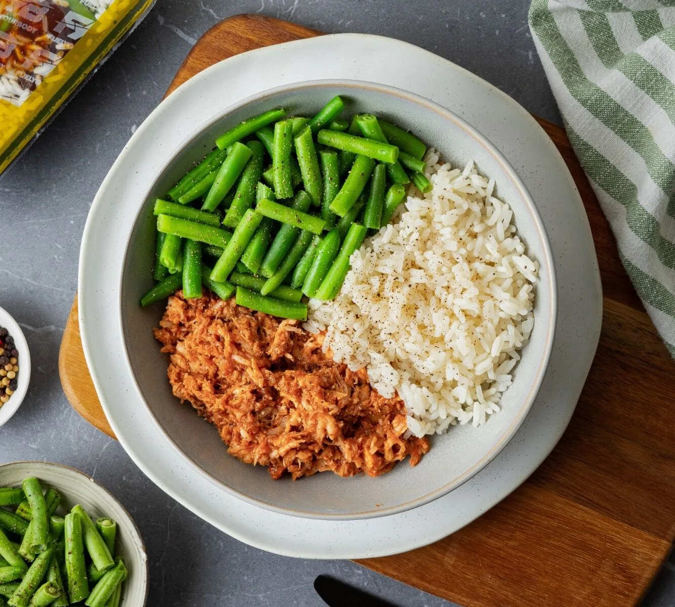 Rijst - BBQ Pulled Chicken - Sperzieboontjes [BULK]