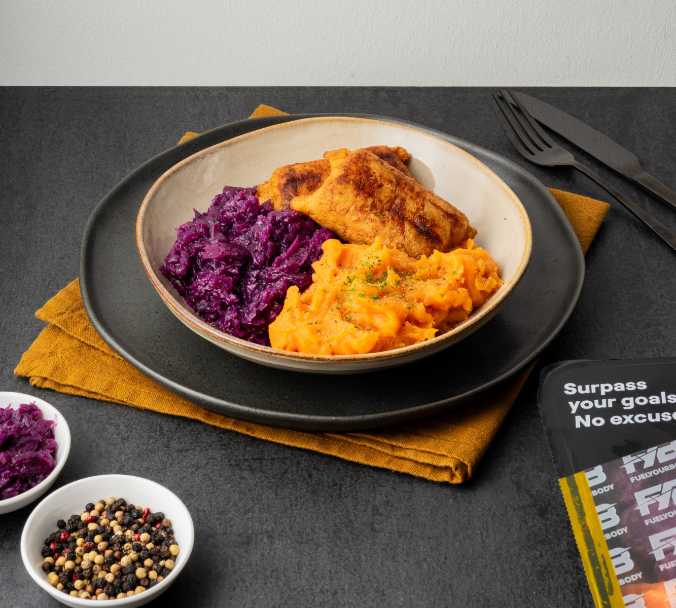 Zoete Aardappelpuree - Kipvink - Rode Kool (met kruiden) [BULK]