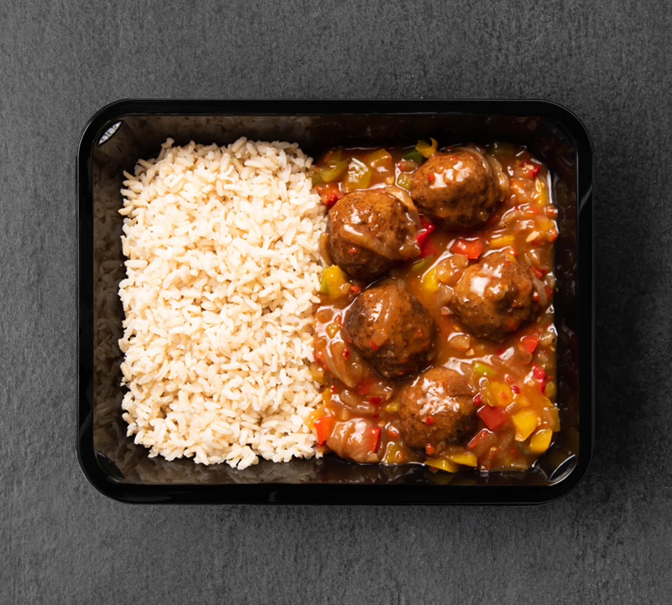 Brown Rice - Sweet Chilli Meatballs - Peppers & Onion [BULK]