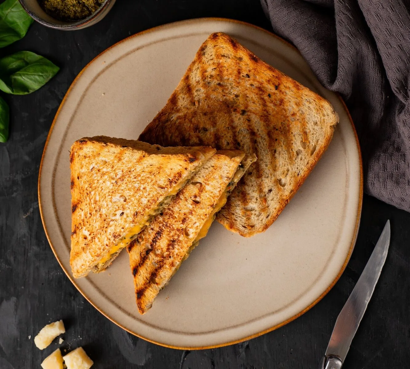 High Protein Toast - Pesto Chicken