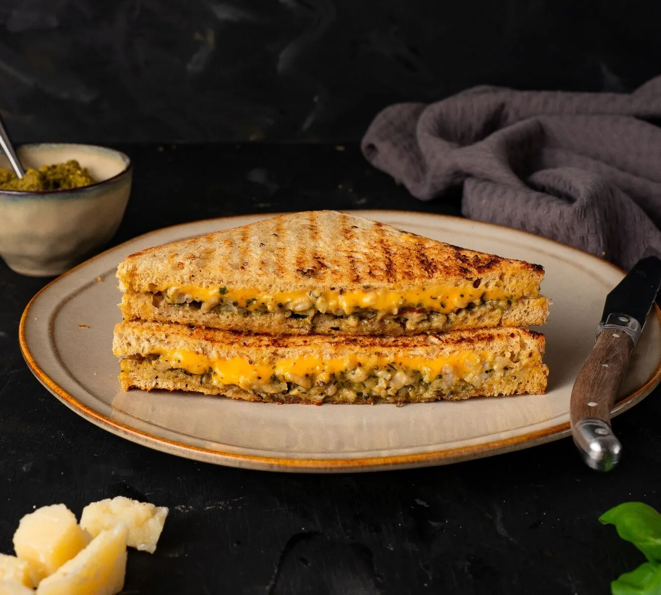 High Protein Toast - Pesto Chicken