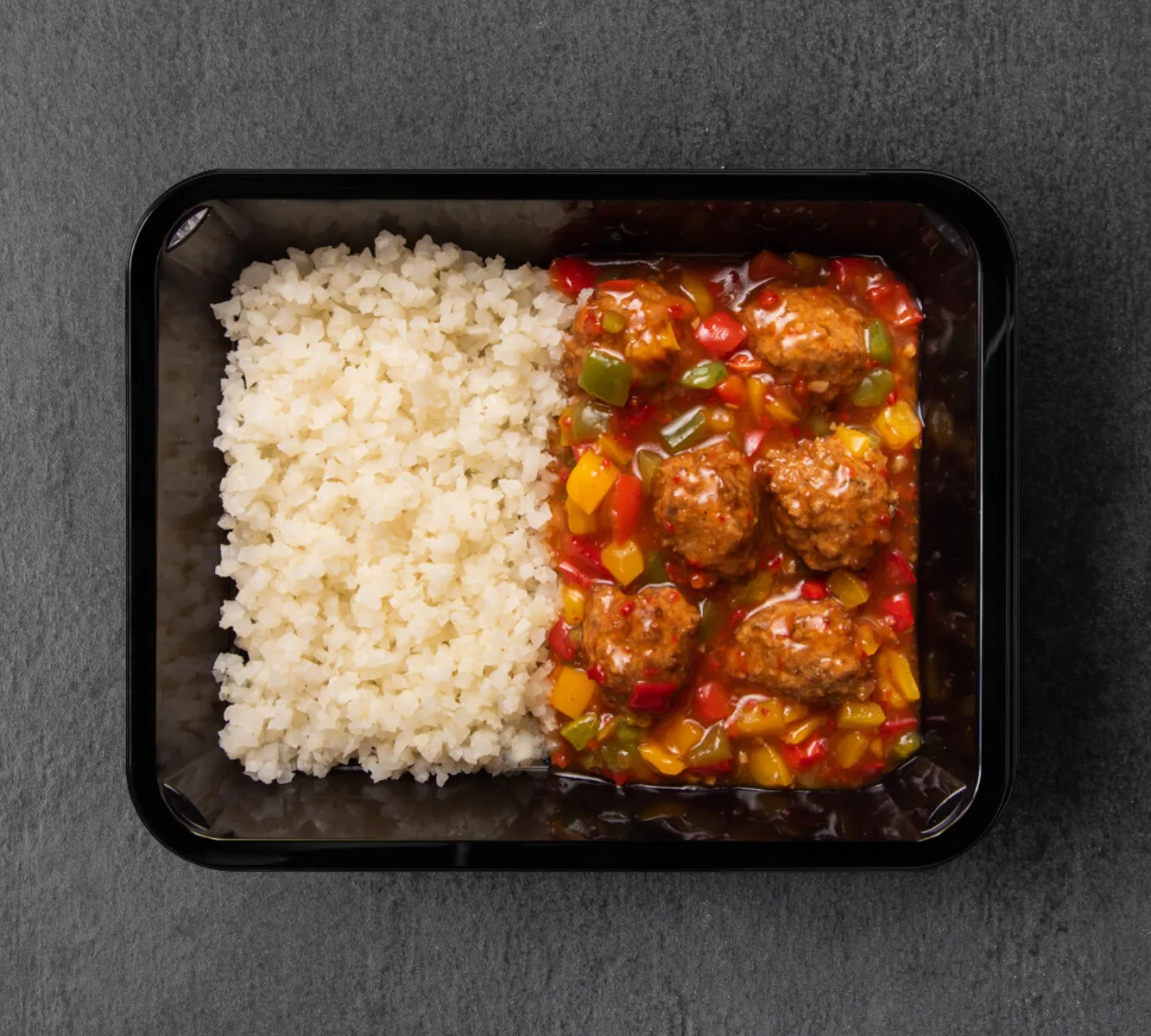 Cauliflower Rice - Sweet Chilli Meatballs - Peppers & Onion [LOWCARB]